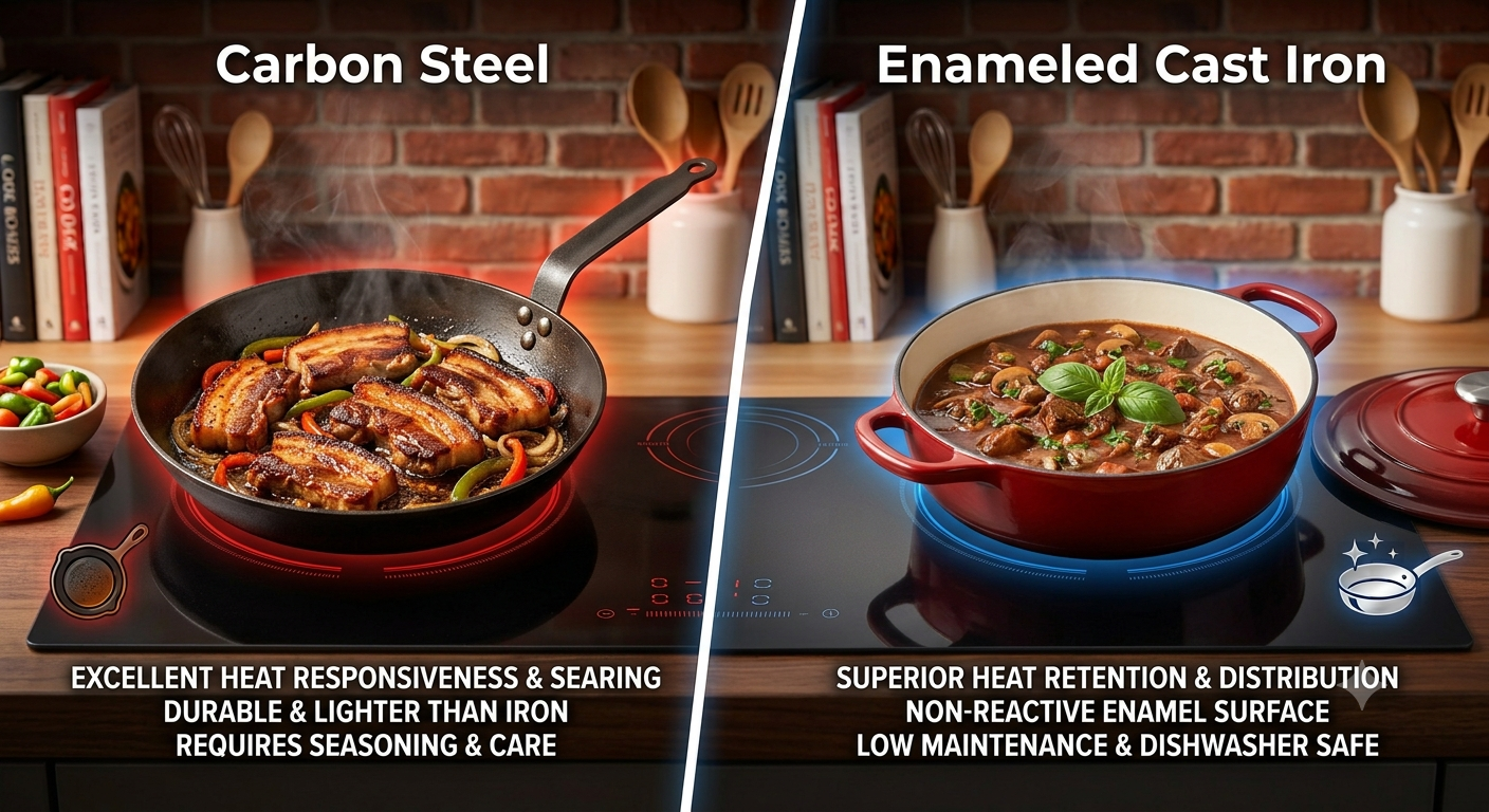 Carbon Steel vs Enameled Cast Iron: Which to Buy?