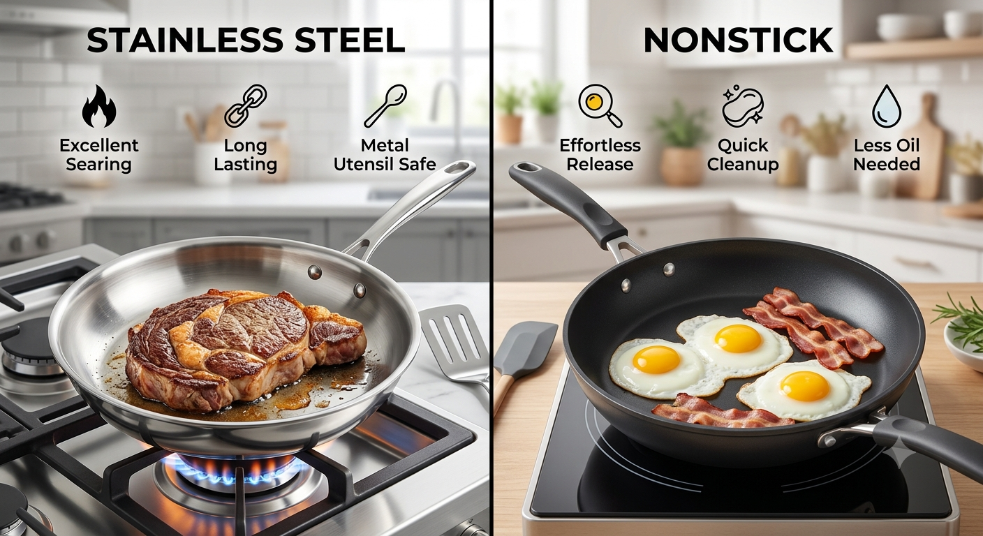 Stainless Steel vs Nonstick Cookware: Which Wins?